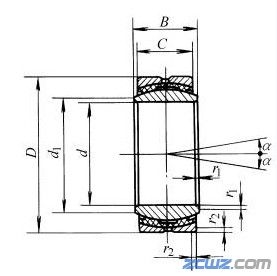 GEC…FSA型自润滑向心关节轴承的结构型式和外形尺寸