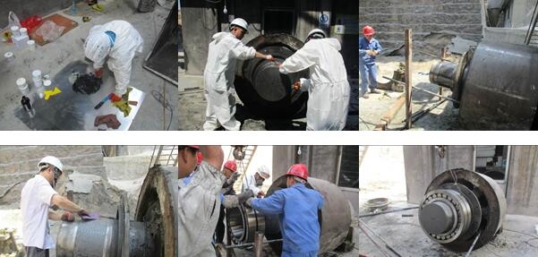 在线修复旋窑托轮轴承位磨损的详细步骤